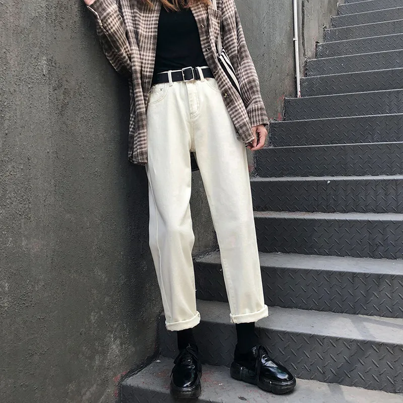 Women's Off-white Jeans Straight Loose - White