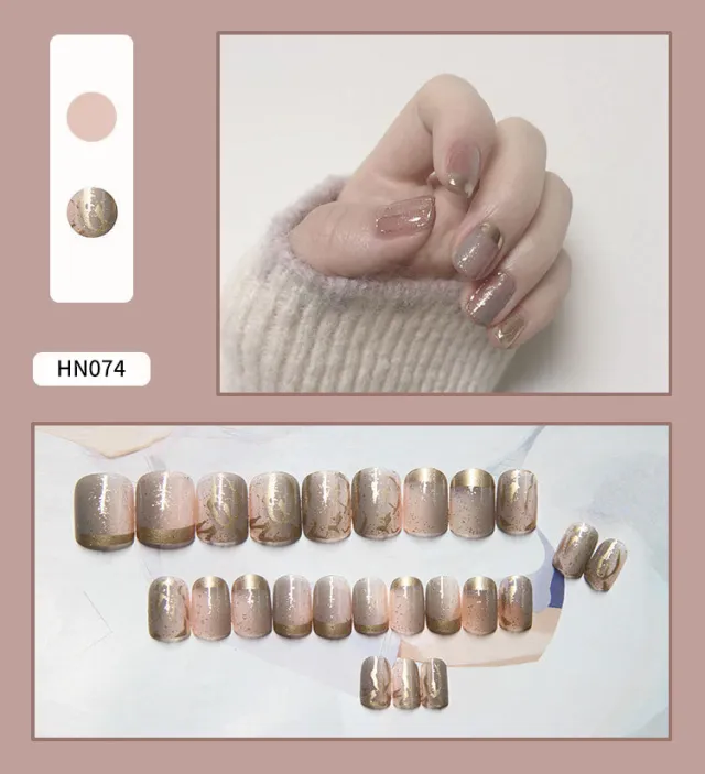 Nail Art Finished Fake Nail Scrub Nail Patch Wearable 32Color - Shop at LoveMi