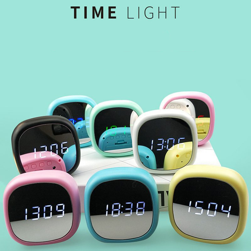 Multi-function Alarm Clock Led Makeup Mirror Electronic Clock Dual-purpose Power Mirror Clock