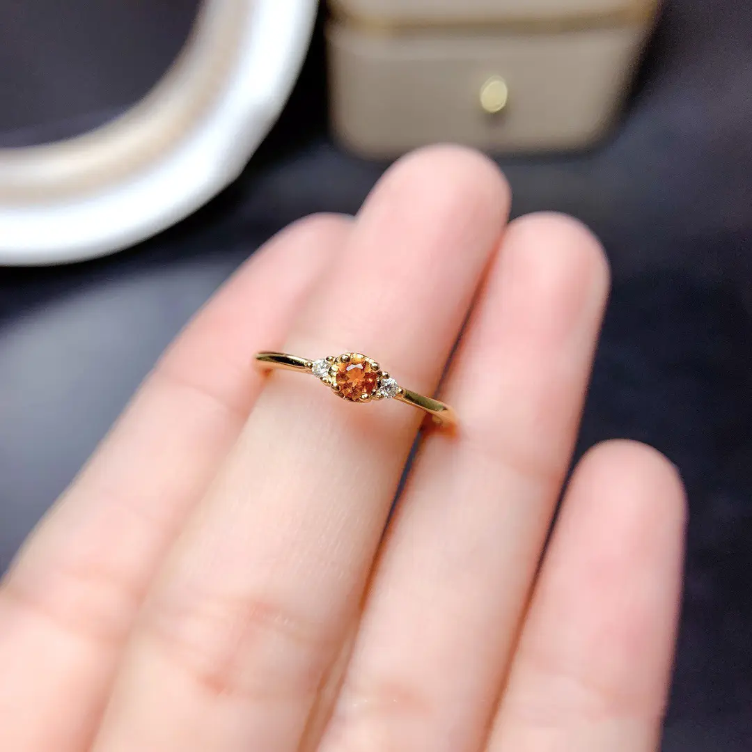 Fashion Women's Natural Citrine Silver Ring