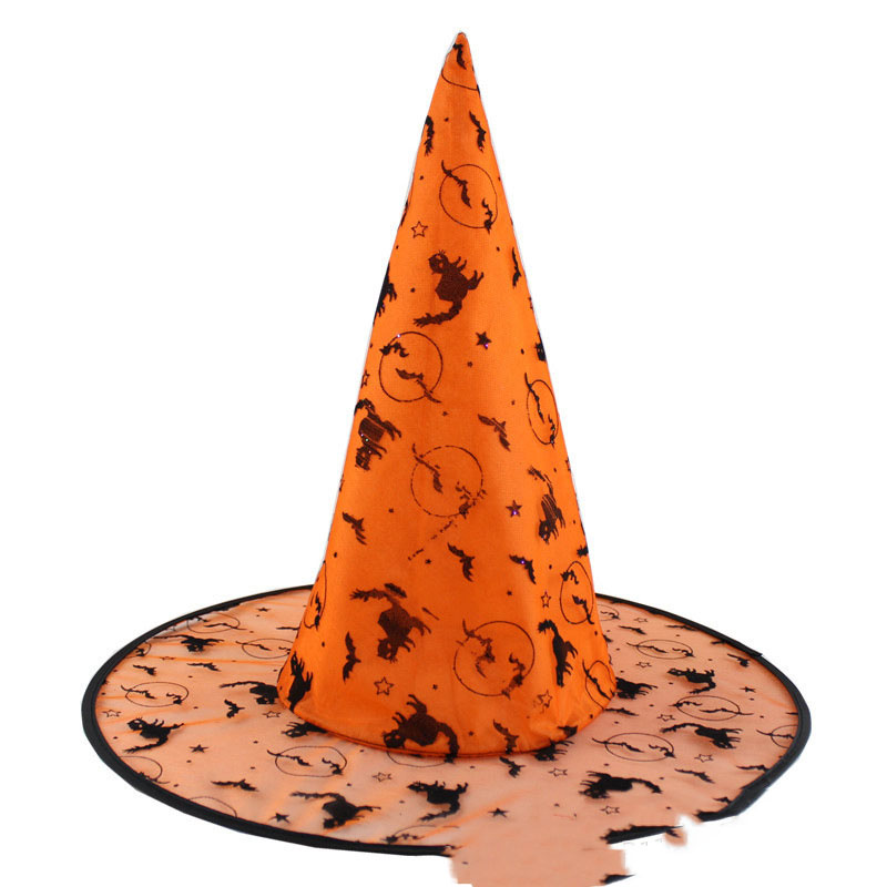 Flocked witch hat orange