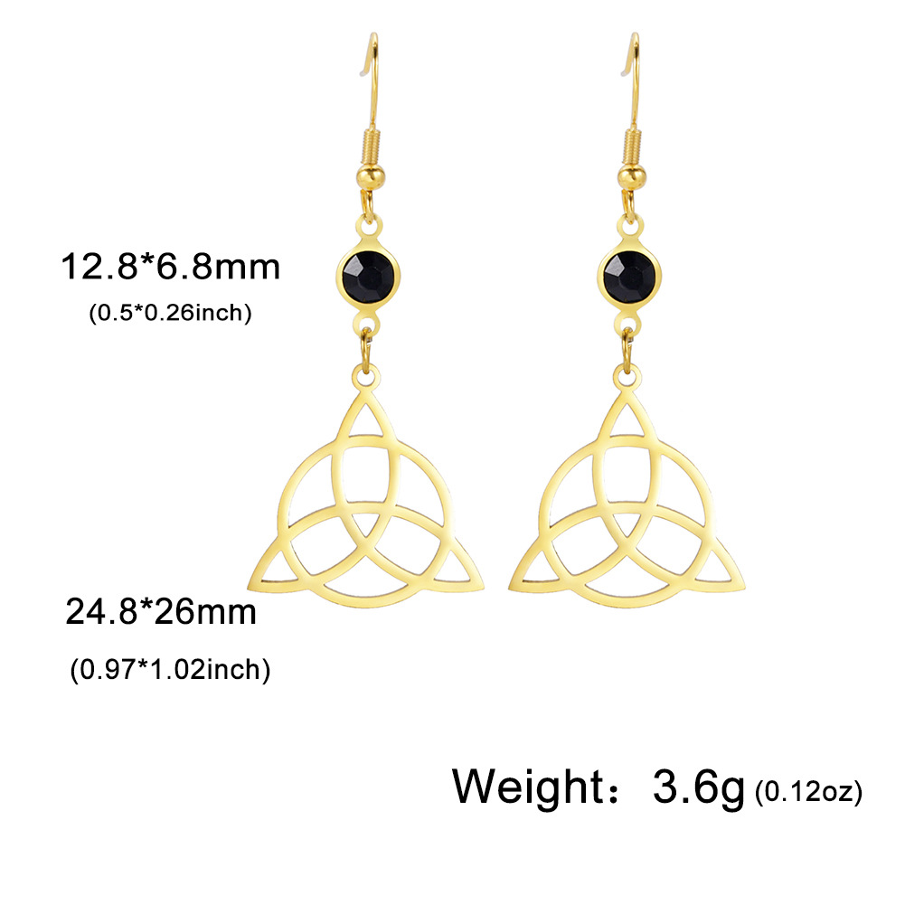 Title 3, Titanium Steel Triangle Circle Hollow Stud Earr...