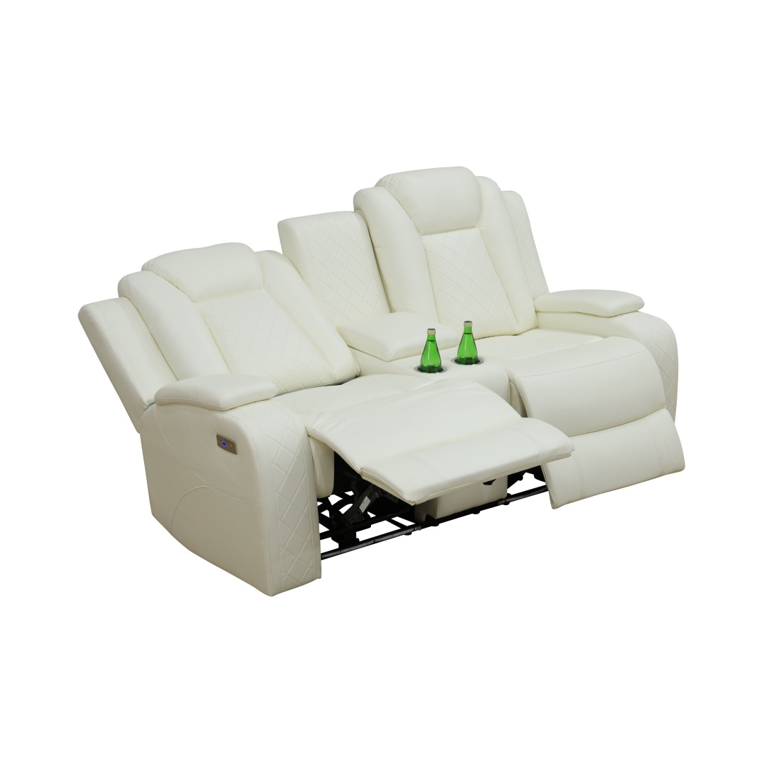 Pickup Only--White Breathing Leather 3-Piece Living Room Recliner Sofa Set