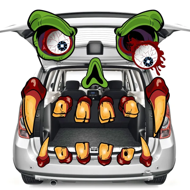 Large Trunk Or Treat Car Decoration Kit Monster Face Garage Door Decor With Eyes, Teeth Outdoor Stickers For SUV, Jeep Clearance W13688219 - Shop at LoveMi