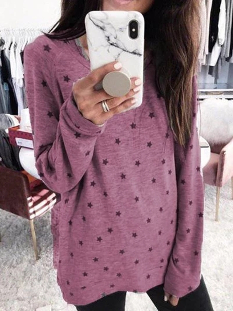 Title 2, Star print long-sleeved T-shirt bottoming shirt...