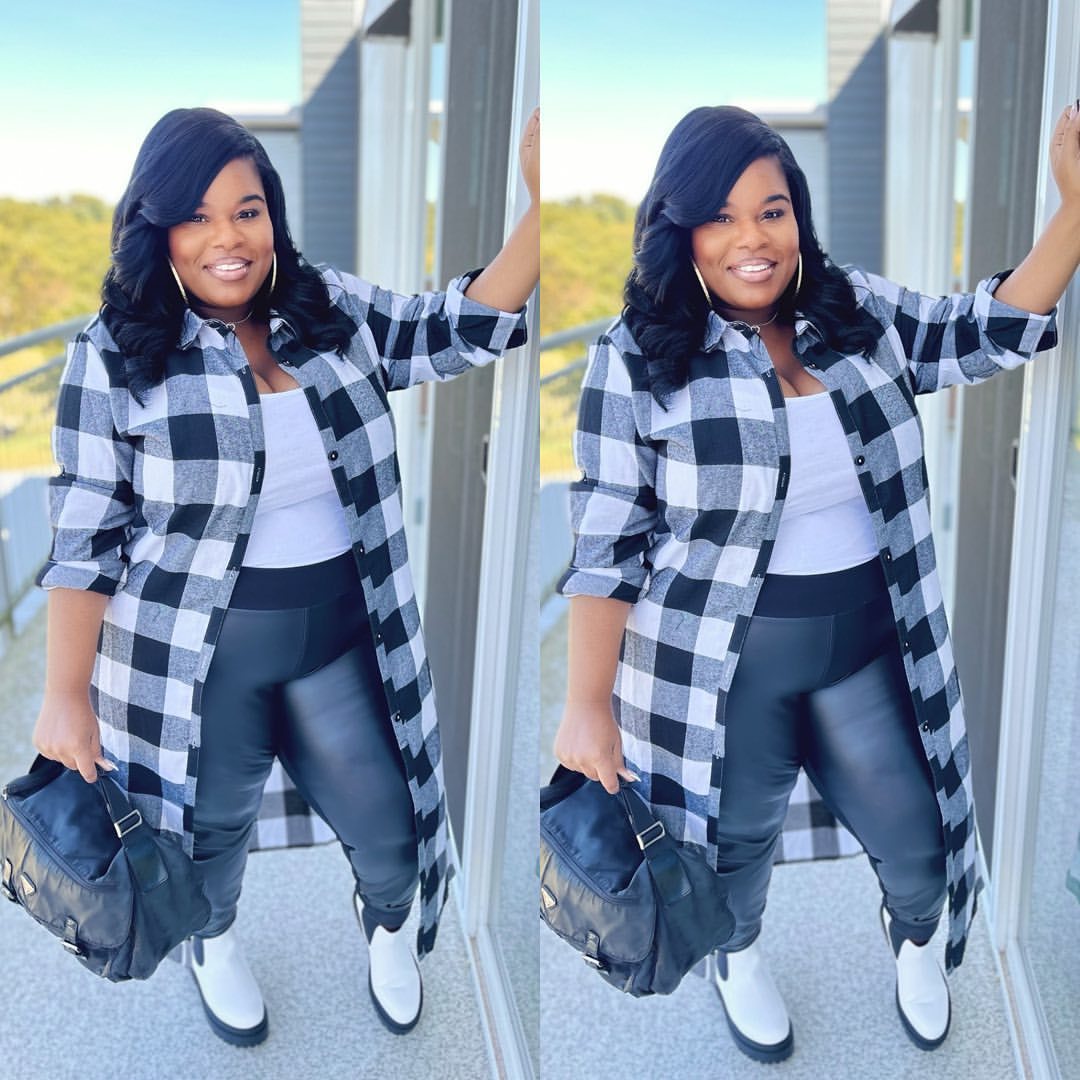 New Large Size Fashion Women's Plaid Shirt Large Size Jacket