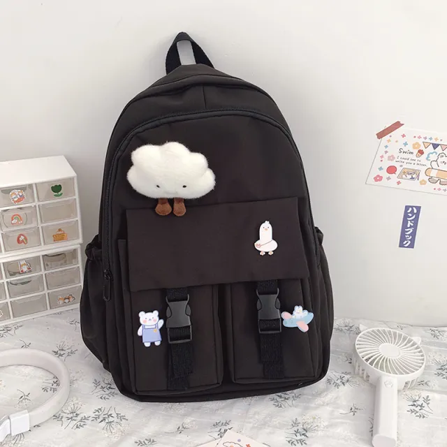 Nylon School Bags For Teenage Girls Waterproof School Laptop Backpack Black - Shop at LoveMi