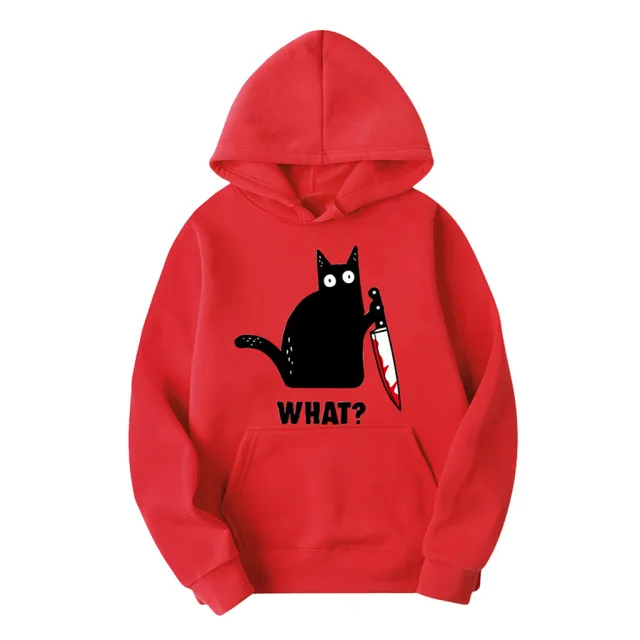 Sweatshirt Loose Hooded Student Wear Fashion Cartoon Print Sweater Red - Shop at LoveMi