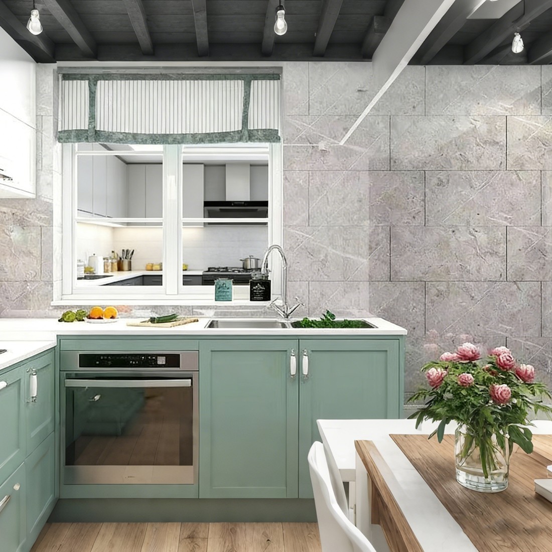 20Pcs PVC Marble Tiles Wall Sticker Self-Adhesive Stick Kitchen Bathroom Decor