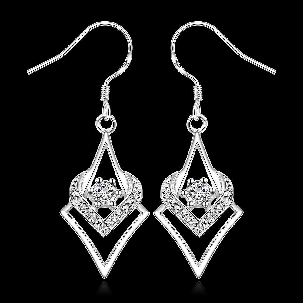Personality With Geometric Silver-plated Diamond Zircon Heart-shaped Hexagonal Star Earrings