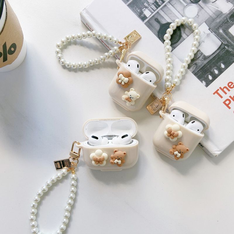 Lovely Little Bear Talk Pearl Chain Silicone Protective Shell - Image 5