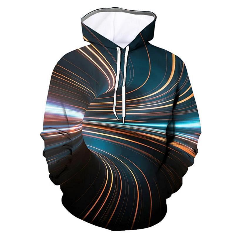 Title 12, 3d Plus Size Swirl Print Long-sleeved Hoodie Me...