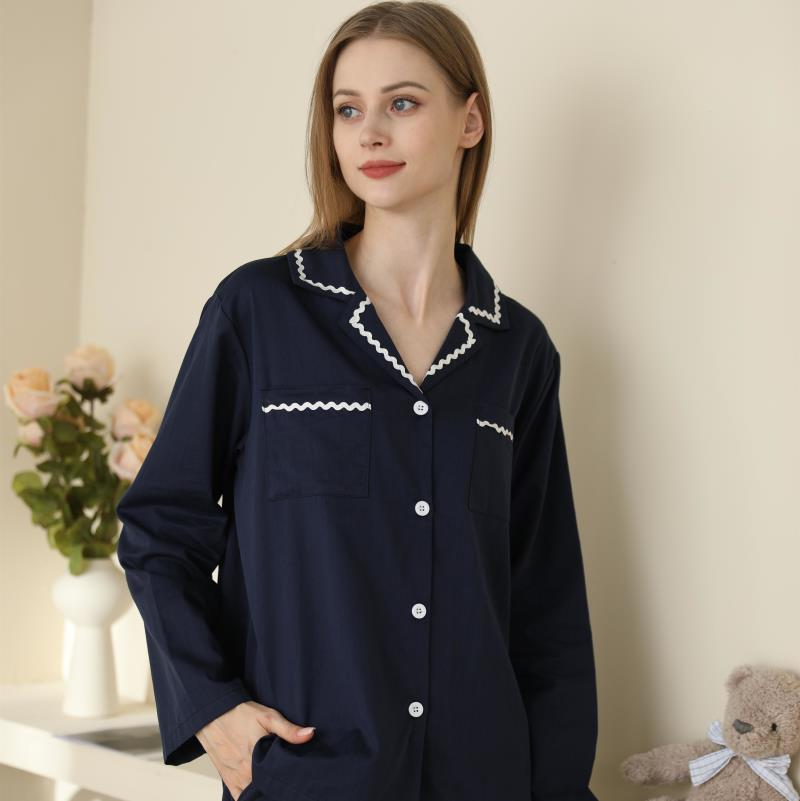 Title 3, Solid Color Suit Collar Pajamas Set