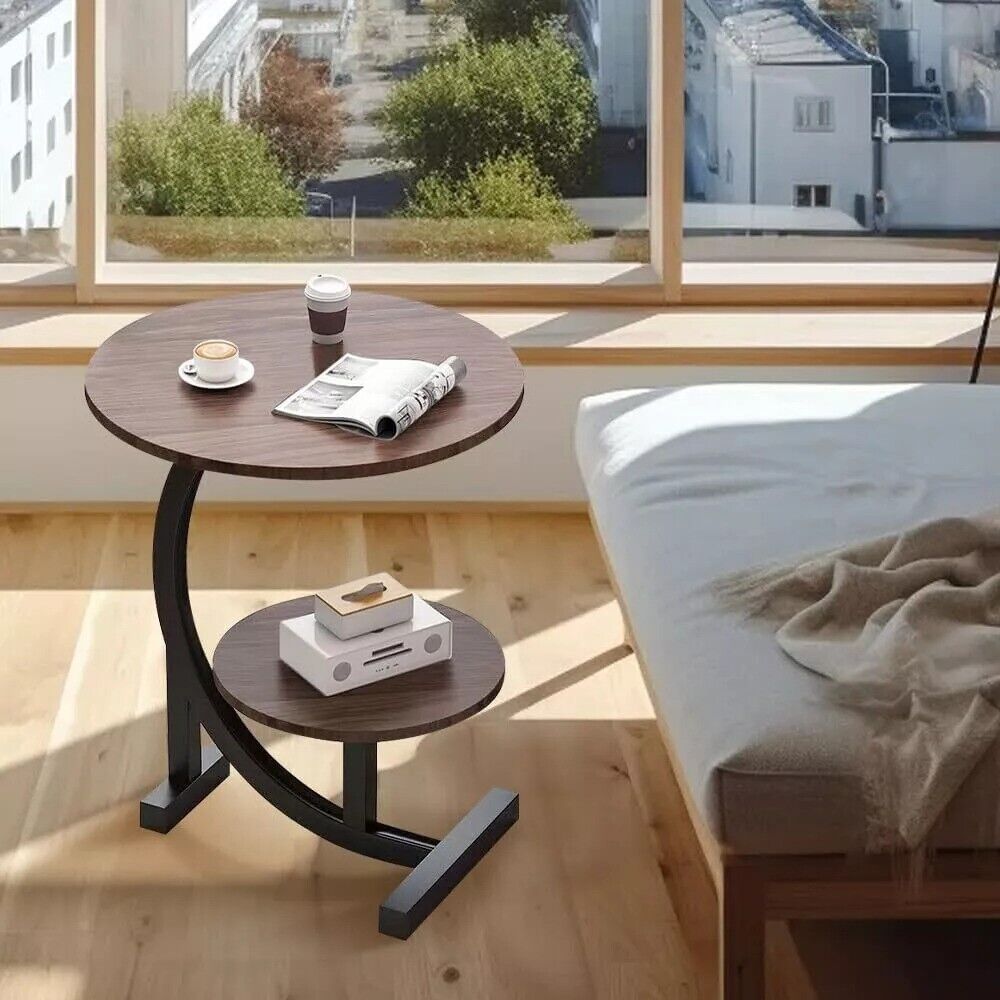 Side Table C Shaped For Sofa Coffee End Tables Living Room Bedside — image 5