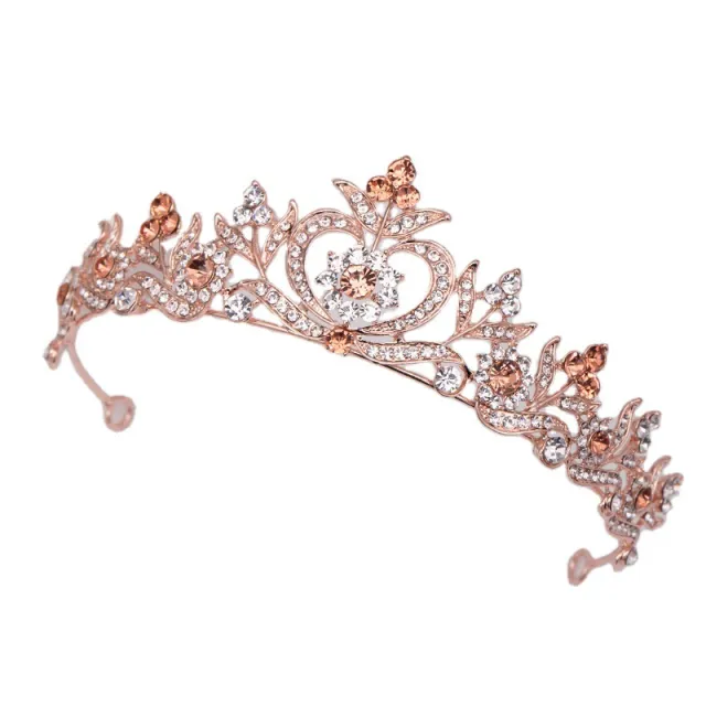 Popular Wedding Headdress, Leaf Diamond Baroque Bridal Crown With Accessories Rose Gold - Shop at LoveMi