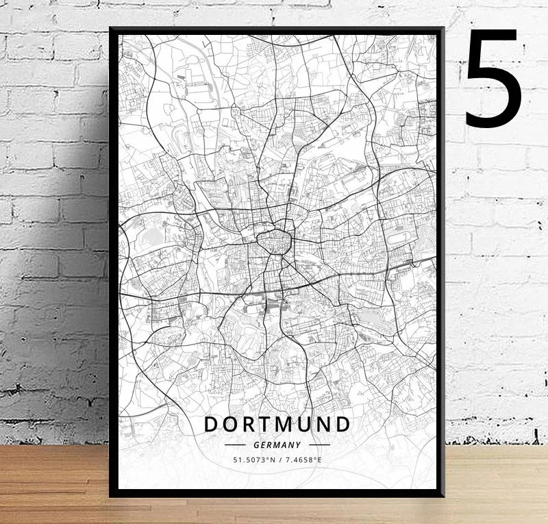 Modern Germany City Map Poster Canvas Print Painting - 5 Style