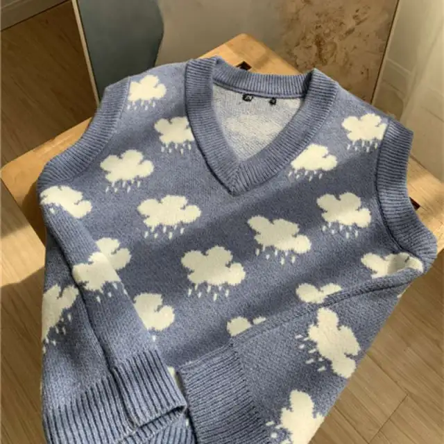 Small Cloud Sweater Knit Vest Blue - Shop at LoveMi