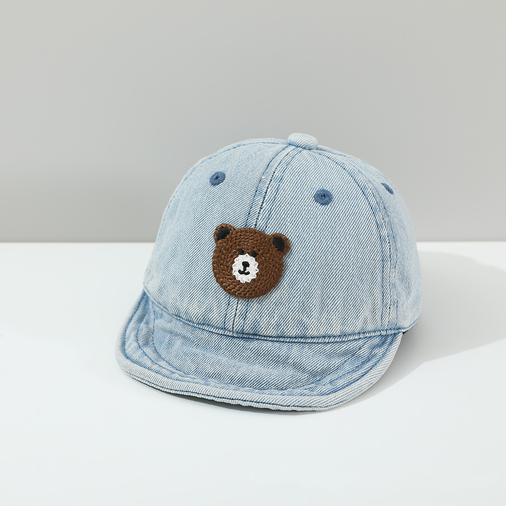 Summer Children's Knit Teddy Bear Applique Floppy Brimmed Cute And Soothing Baby Baseball Cap Suitable For Daily Commuting And Outdoor Wear 3