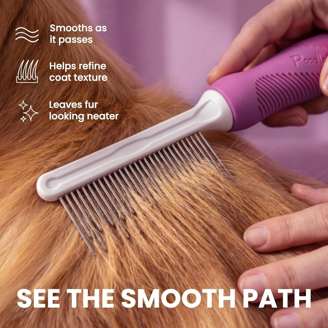 Peigne pour animaux de compagnie avec dents longues et courtes en acier inoxydable – Image 2