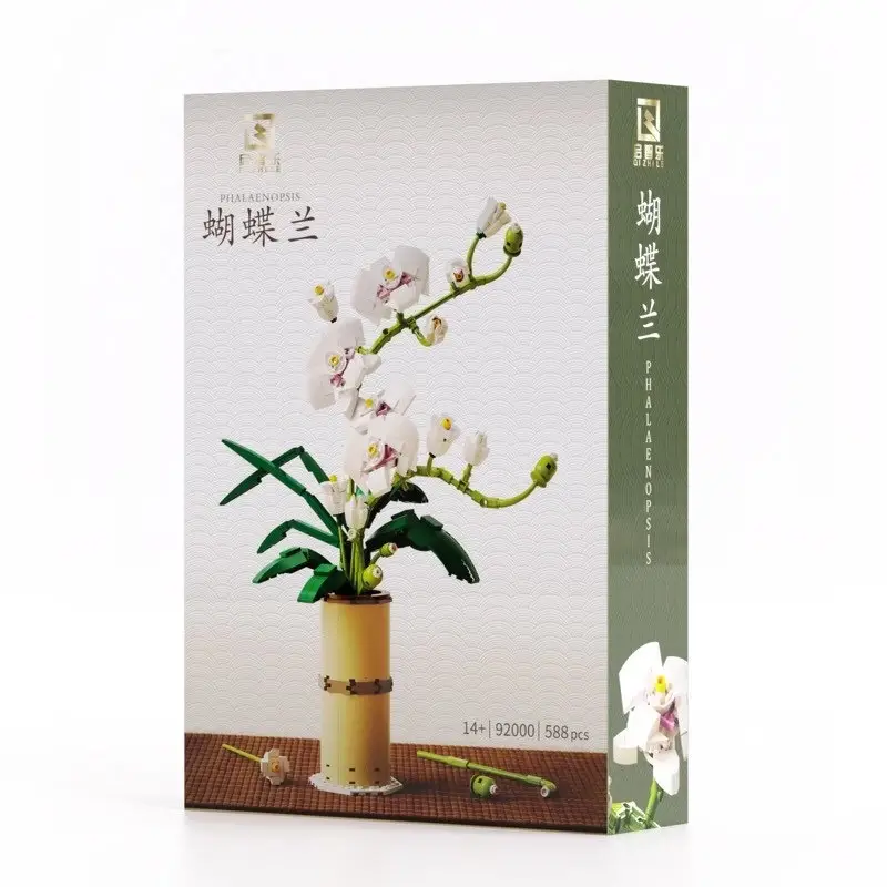 Creative Flowers Phalaenopsis Decoration Children's Building Block Model