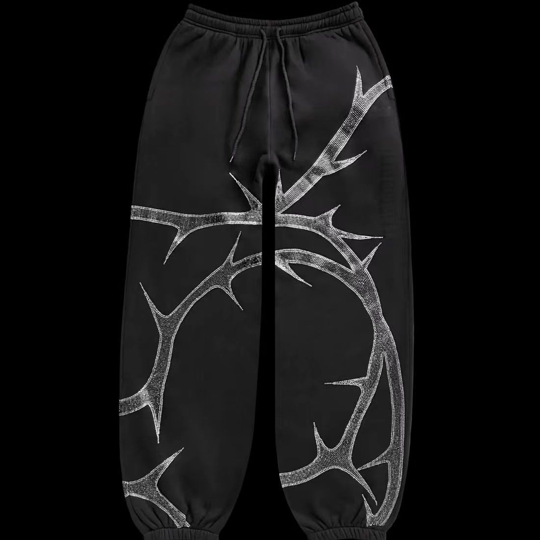 Retro Side Thorns Printing Stylish Casual Pants