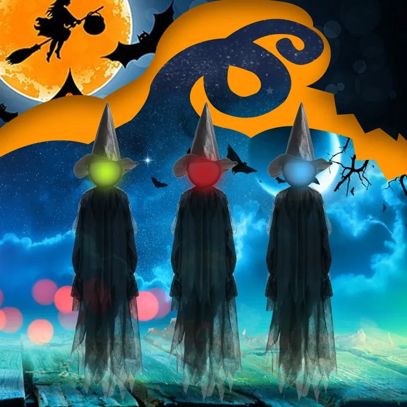 3X Halloween LED Light Up Screaming Witch Decor With Voice Control For Garden — image 3