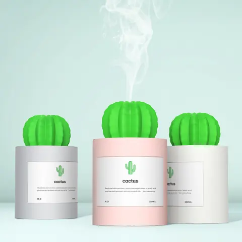 Air Humidifier Soft LED Light Cactus Ultrasonic Aroma Essential
