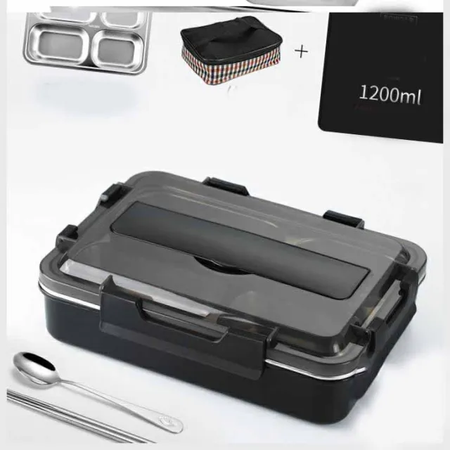 Stainless Steel Insulated Lunch Box With Lid Black - Shop at LoveMi