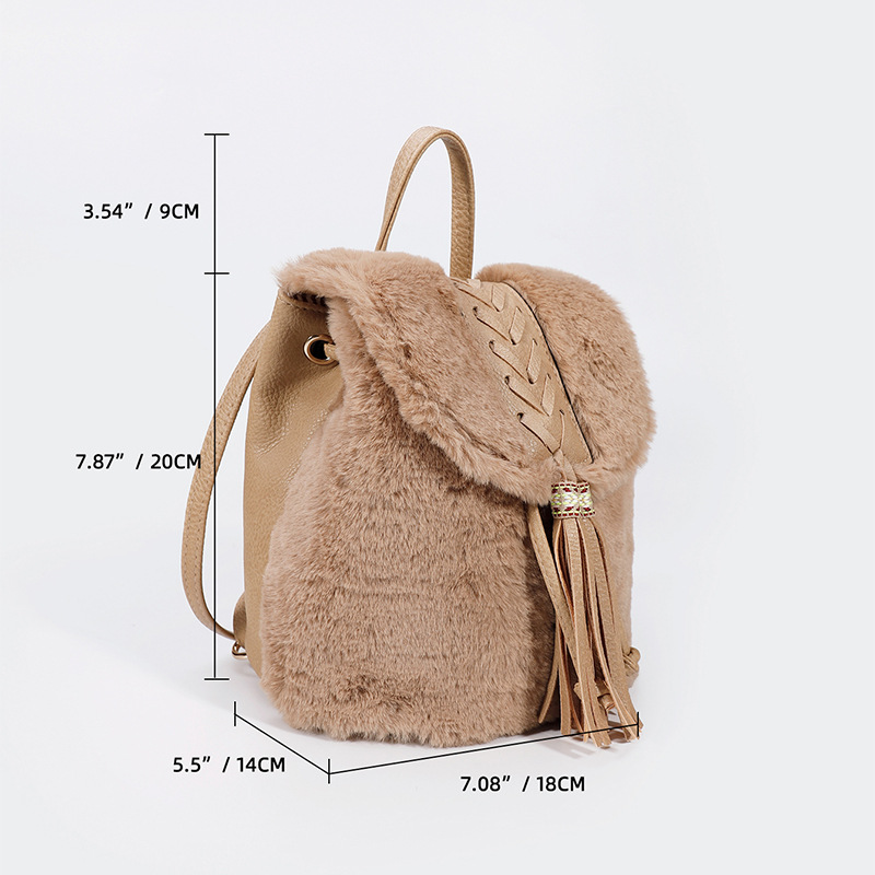 Tassel khaki small backpack