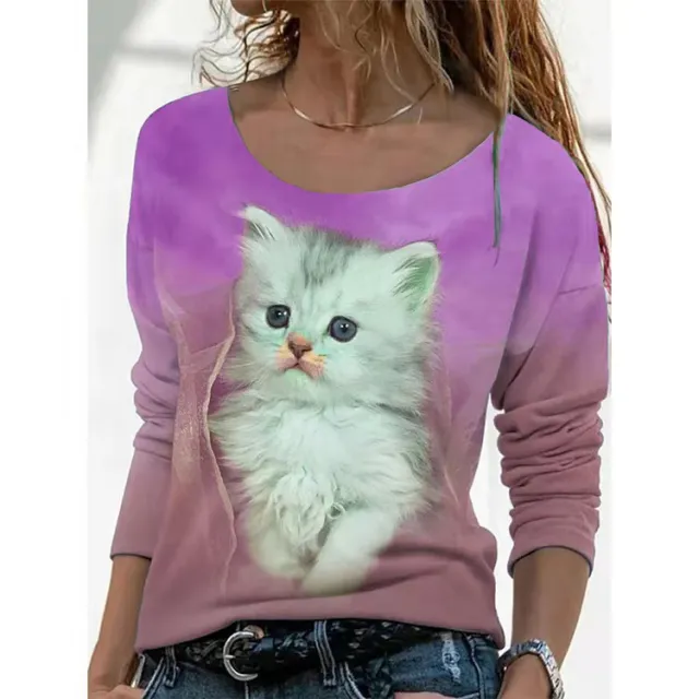 New Animal Pattern Long sleeved T shirt Female Bottoming Shirt Rose - Shop at LoveMi