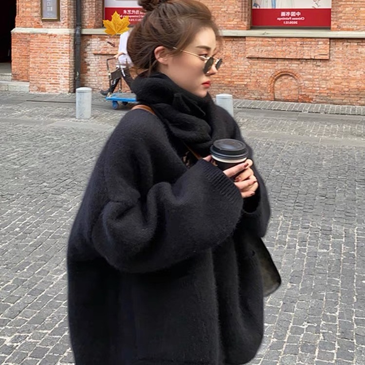 Mid-length Thickened Mink Fur Soft Waxy Knitted Sweater