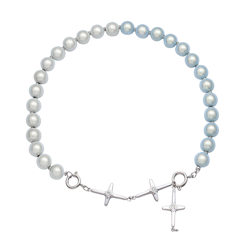 Vintage High Sense Reflective Pearl Cross Necklace