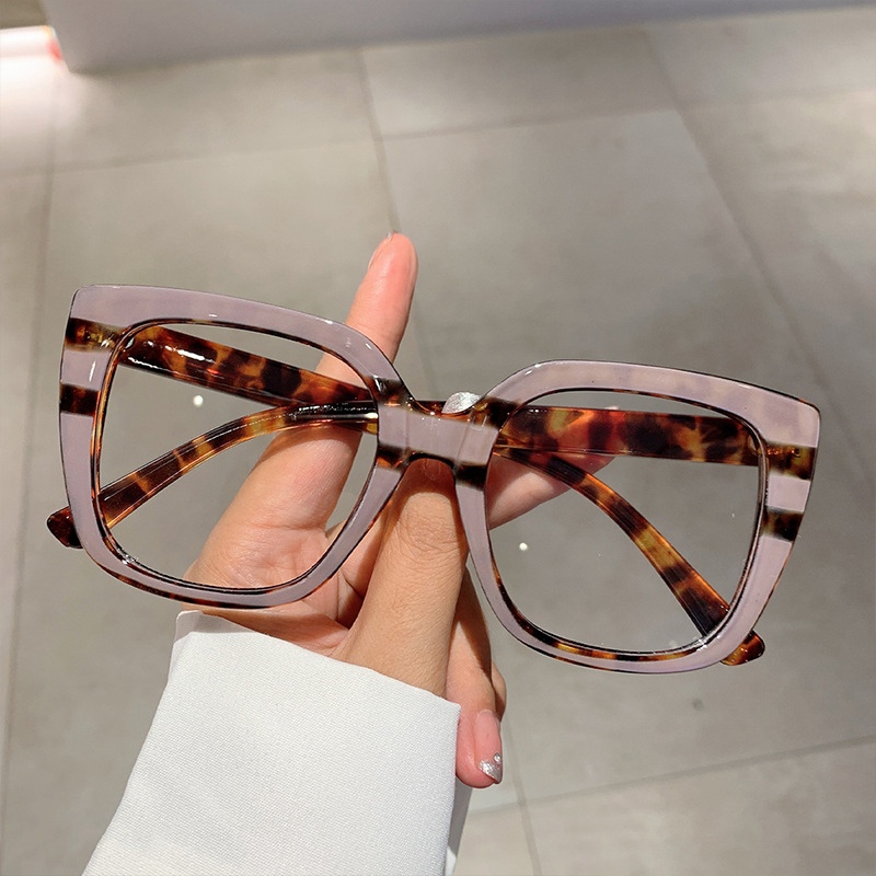 Title 7, Leopard Print Frame Plain Glasses Anti Blue-ray