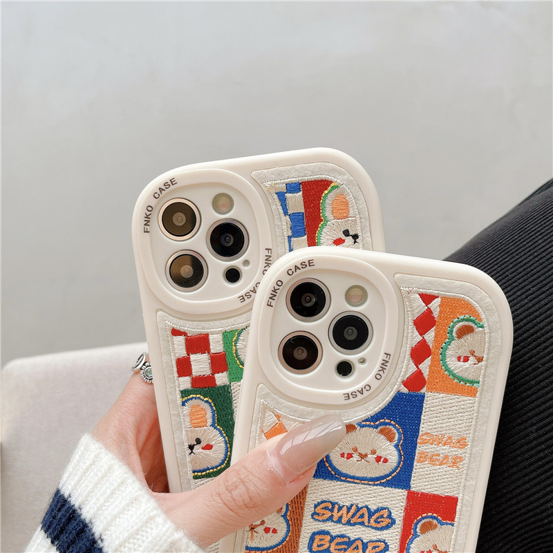 Cute Embroidered Bear And Rabbit Phone Case - Image 4
