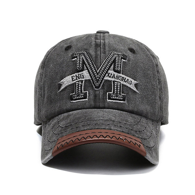 The New Men's Embroidered Three-dimensional M-letter Fashionable Water-washed Retro-style Baseball Cap Is Suitable For Daily Use And Outdoor Outings.