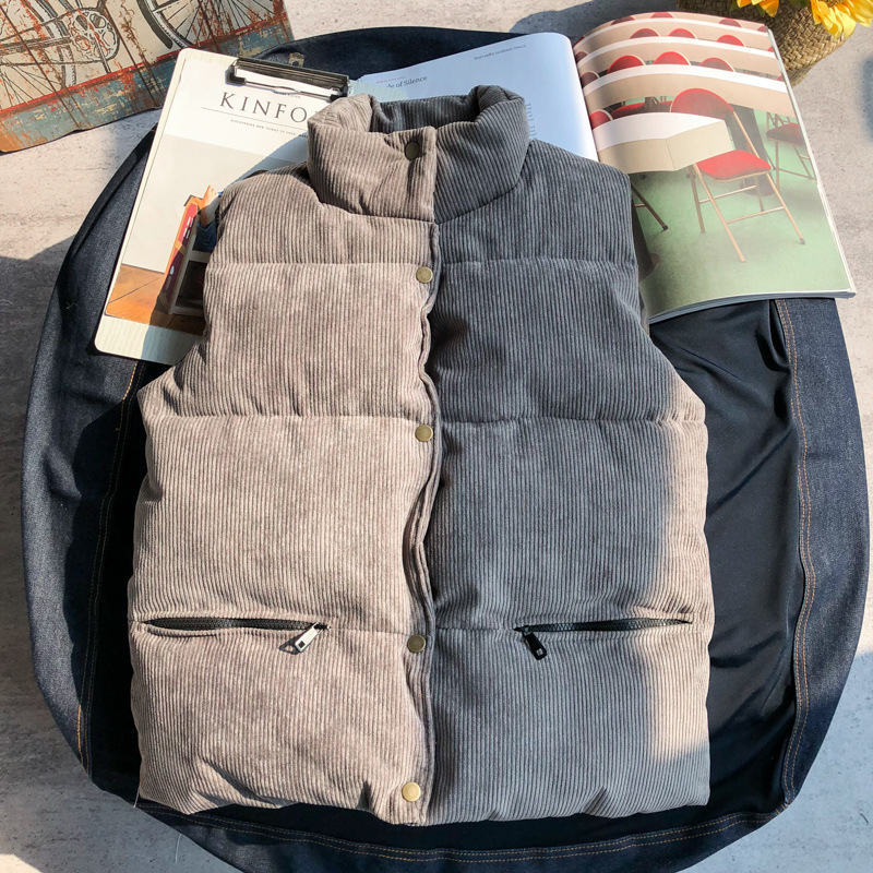 Thickened Warm Casual Down Cotton Vest Jacket Grey - Shop at LoveMi