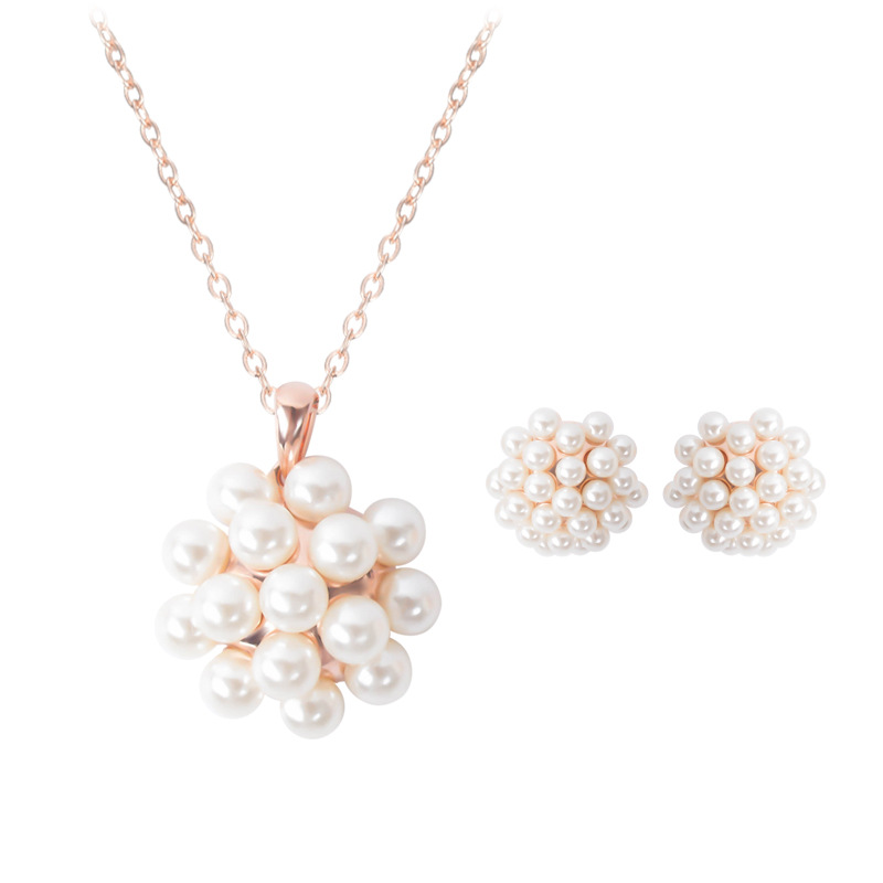 Fashion Jewelry Inlaid Pearl Necklace Earrings