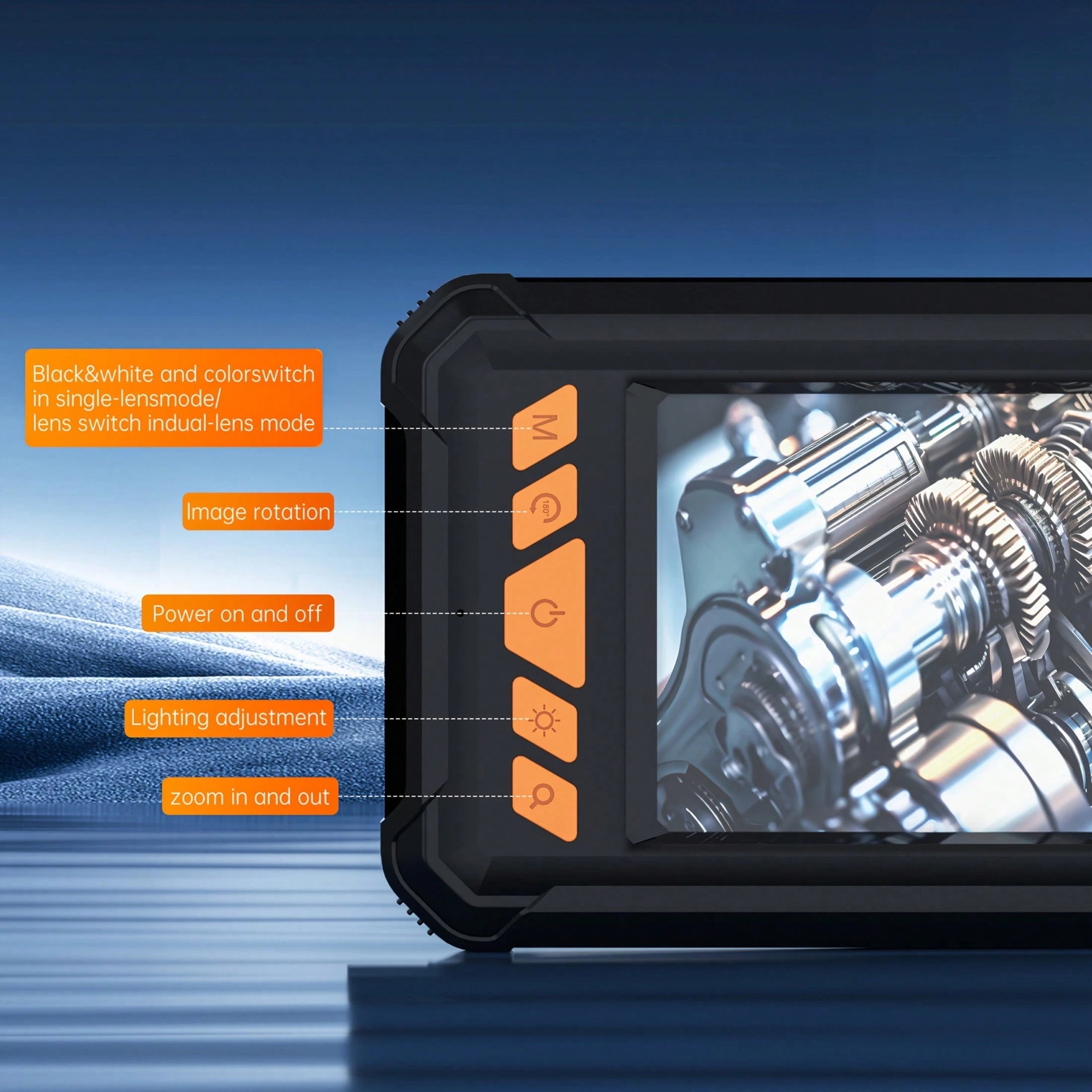 Handheld Industrial Endoscope Camera With 4.3 Inch IPS Screen IP67 HD Inspection Borescope 8 Adjustble LED - 1080P HD Borescope, - Portable Inspection Camera With Semi-Rigid Cord & Probe For,