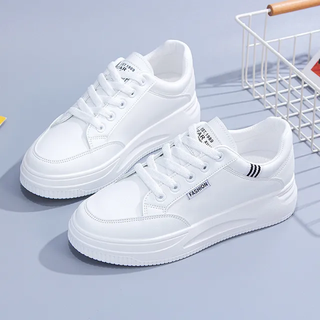 Trendy Thick soled Casual Shoes Trifle Cake Sports All match Board Shoes Women White - Shop at LoveMi