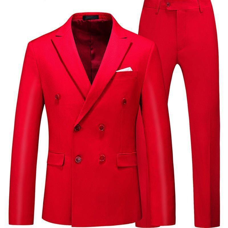 Men 2 Pieces Slim Fit Casual Tuxedo Suit Male Suits Set - Picture 12 of 16