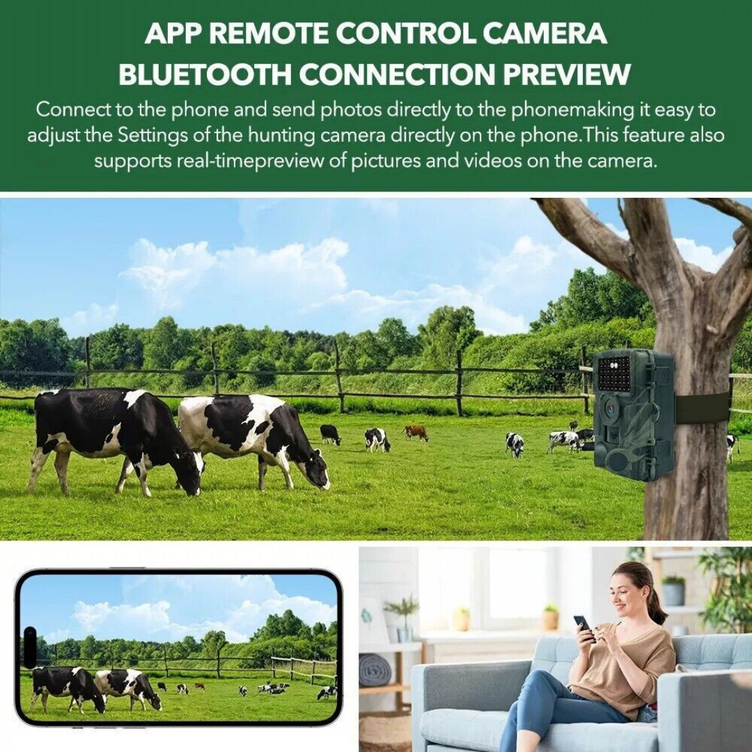 64GB 60MP Wildlife WIFI APP Trail Camera 4K Night Vision Outdoor Hunting Camera