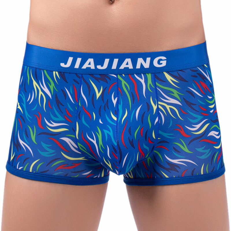 Colorful Silk Printed Boxer Briefs Men's Polyester