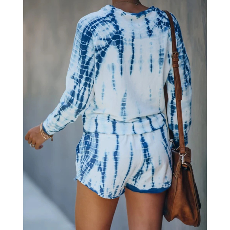 Printed Casual Long-Sleeved Shorts Suit Home Service