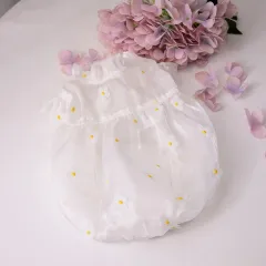 Streamer Three-dimensional Flower Gauze Skirt Dog Clothes - White - View 1