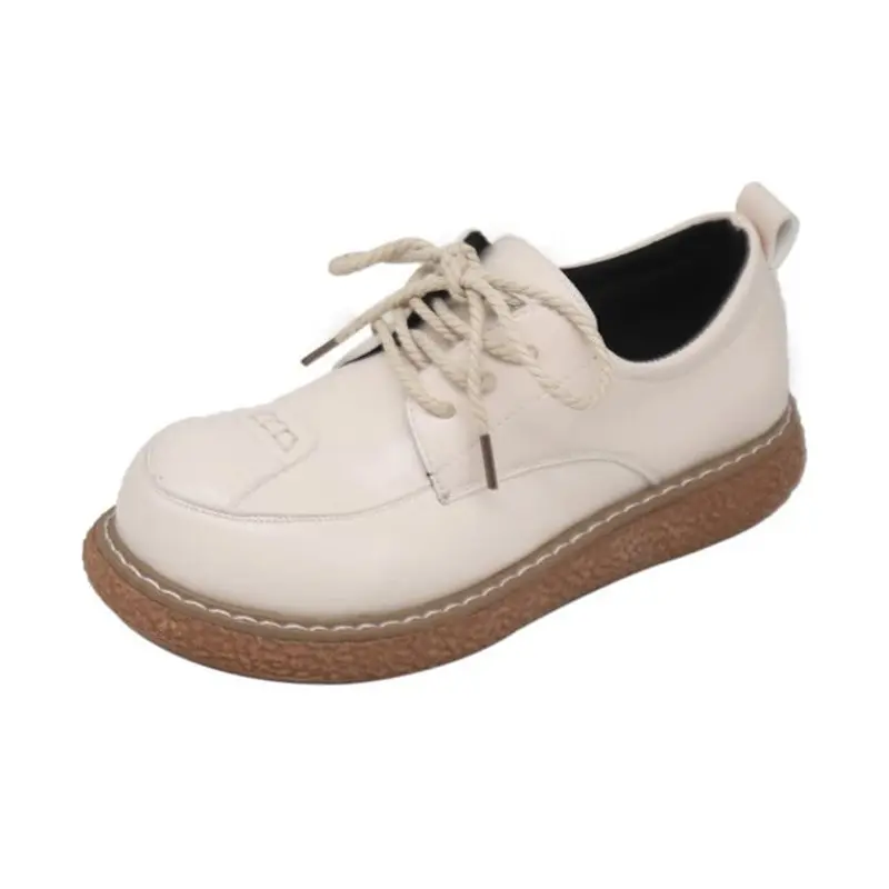 College Style Small Leather Shoes Female Cute Thick-soled Single Shoes Literary Big Toe Shoes