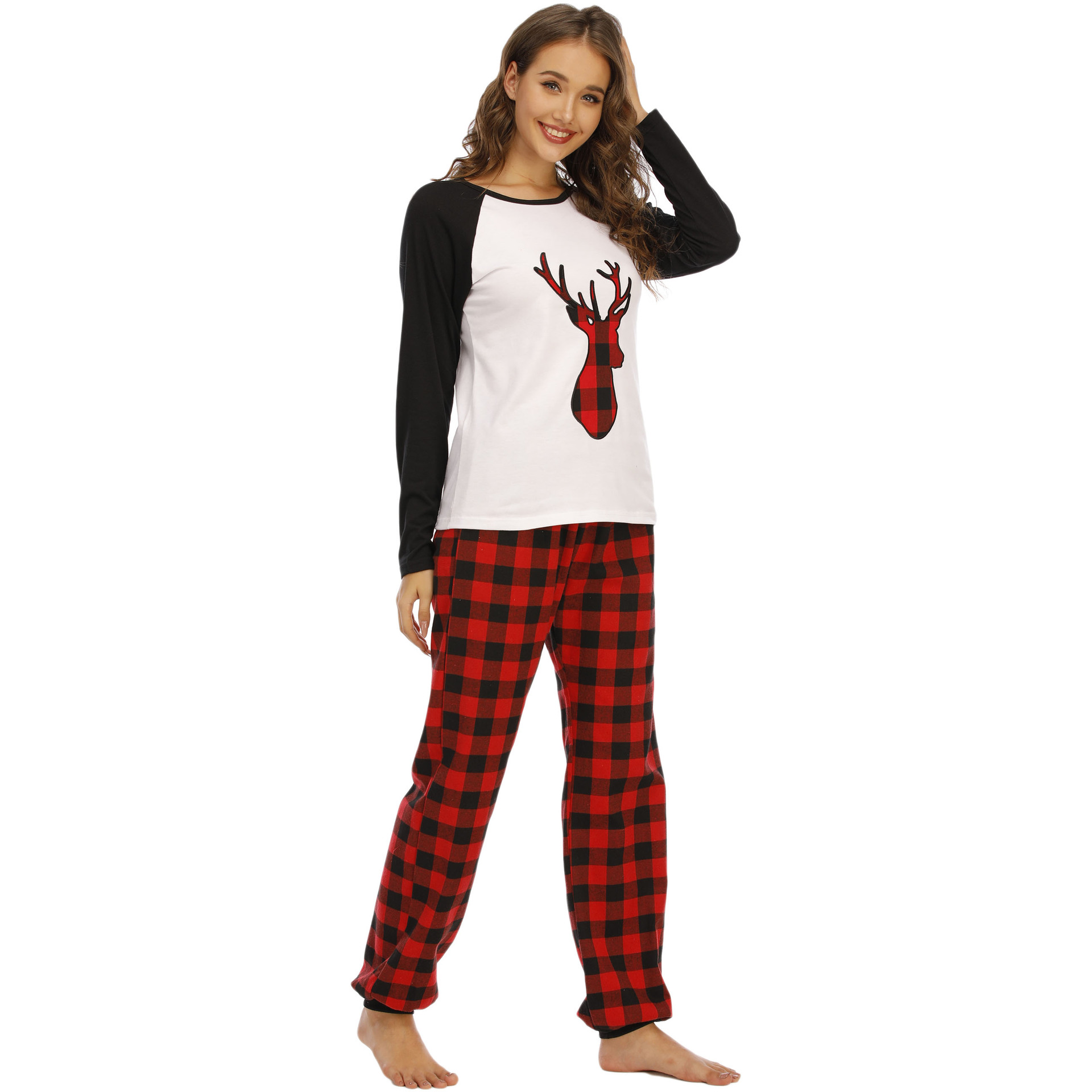 Title 3, Ladies Cotton Pajamas Suit Christmas Deer Holid...