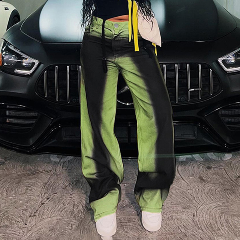 Women's Personality Fashion Simple Contrast Jeans