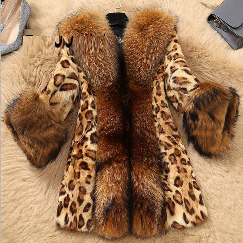 Mid Length Leopard Print Coat in Autumn and Winter