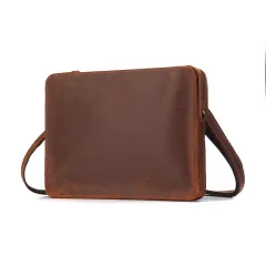 Vintage Leather Shoulder Crossbody Bag - Brown - View 1