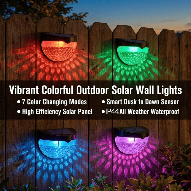 12 PCS RGB Solar Fence Lights,Deck Lights Solar Powered Outdoor Waterproof Fence Lighting For Fence Deck Step Stair Post Wall. — foto 3